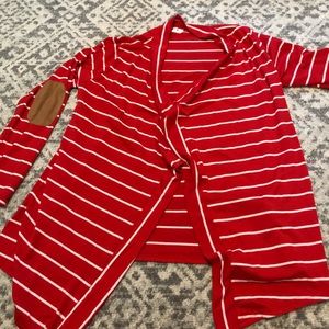 Red and white striped cardigan